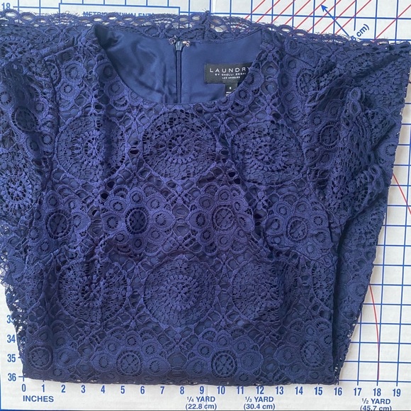 laundry by Shelli Segal Dress Womens 8 Blue Lace Short Sleeve Mini Dress Party - Picture 8 of 11